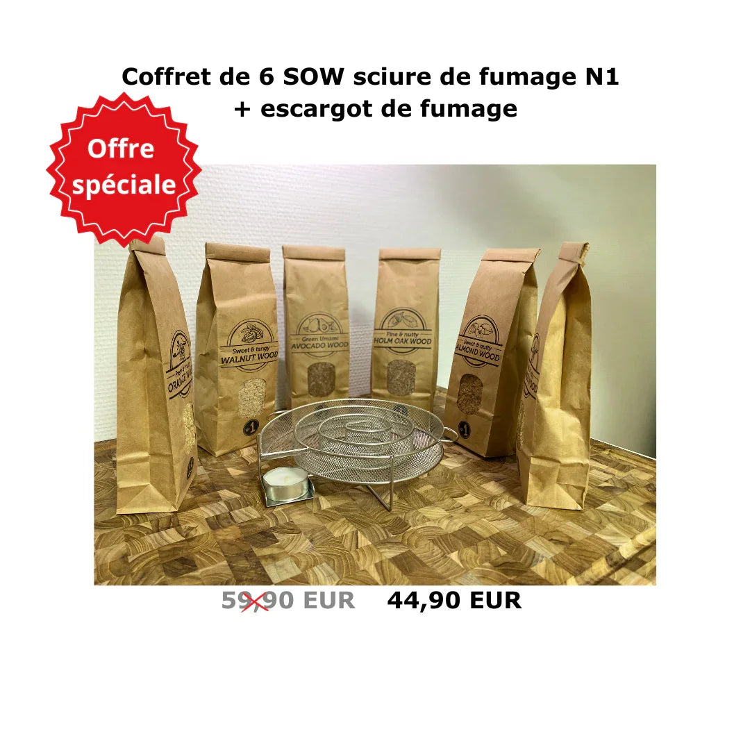 Coffret de 6 SOW sciure de fumage N1 + escargot de fumage - Augoust