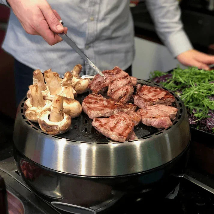 cuisson des aliments au barbecue d'interieur : viandes, champignons