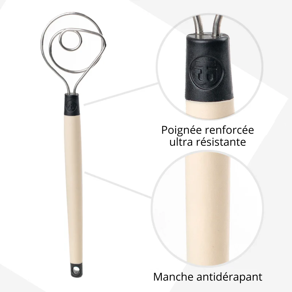 Fouet a pate avec manche antidérapant et poignée renforcée