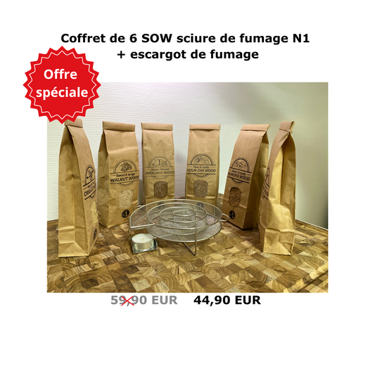 Coffret de 6 SOW sciure de fumage N1 + escargot de fumage