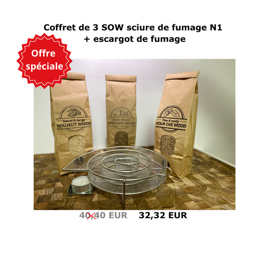 Coffret N 1 de 3 SOW sciure de fumage N1 + escargot de fumage