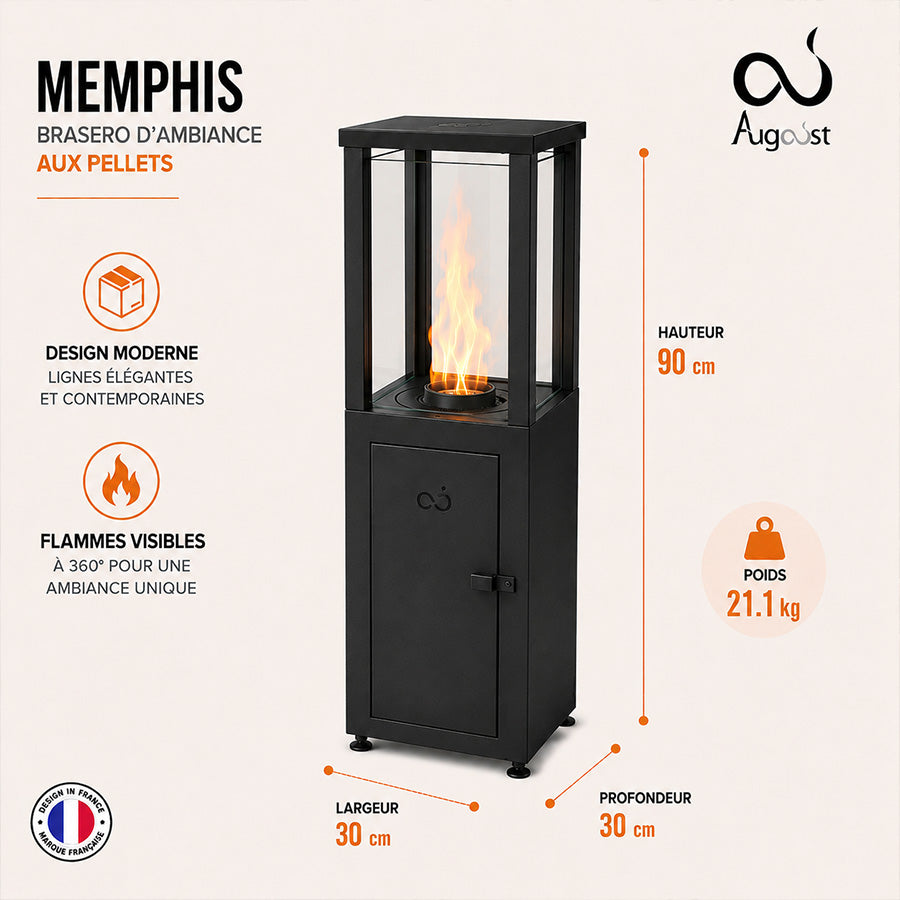 Brasero d’Ambiance aux pellets MEMPHIS – Chauffage extérieur Maison Augoust