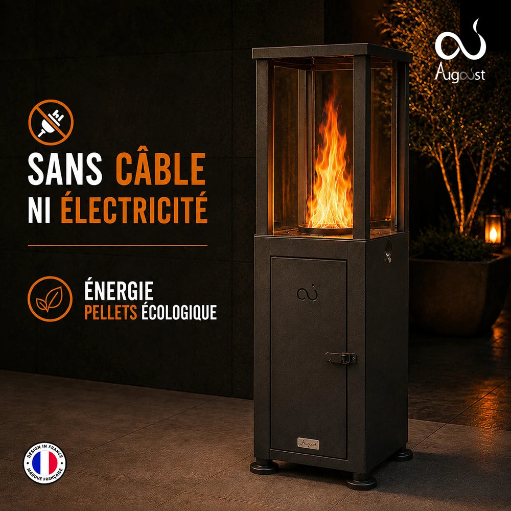 Brasero d’Ambiance aux pellets MEMPHIS – Chauffage extérieur Maison Augoust
