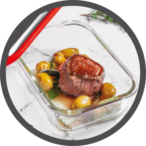 Pictogramme boite sous vide avec viande